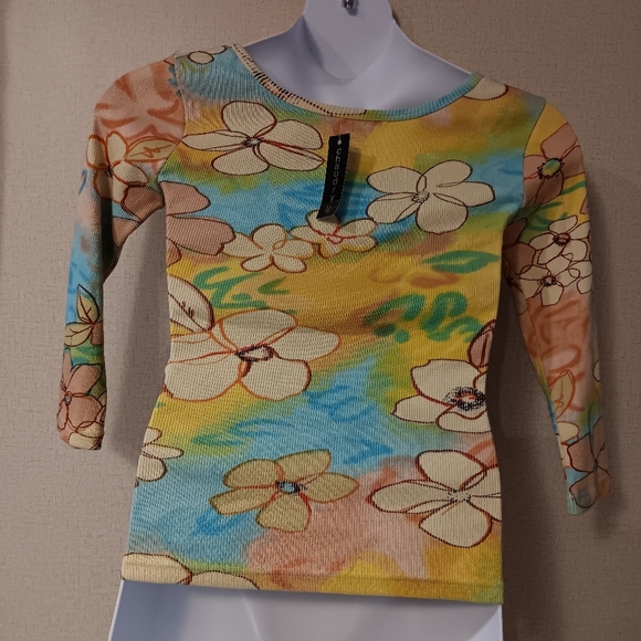 Y2k Colorful Floral Long Sleeve Women's Top - Picture 3 of 4
